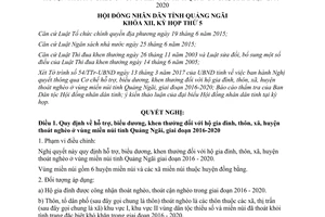 Nghị quyết 01/2017/NQ-HĐND hỗ trợ khen thưởng hộ gia đình thôn xã huyện thoát nghèo Quảng Ngãi