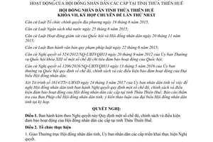 Nghị quyết 16/2017/NQ-HĐND hoạt động Hội đồng nhân dân các cấp Thừa Thiên Huế