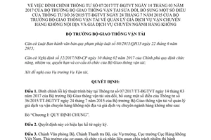 Quyết định 860/QĐ-BGTVT đính chính Thông tư 07/2017/TT-BGTVT 2017