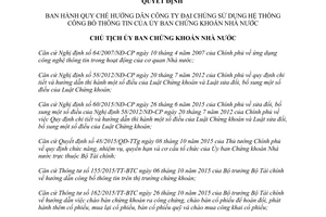 Quyết định 296/QĐ-UBCK hướng dẫn công ty đại chúng sử dụng Hệ thống công bố thông tin 2017