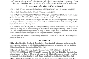 Quyết định 18/2017/QĐ-UBND quản lý sử dụng xe thô sơ gắn máy mô tô và tương tự Thừa Thiên Huế 2017
