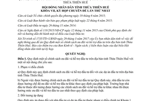 Nghị quyết 01/2017/NQ-HĐND chính sách ưu đãi hỗ trợ đầu tư Huế 2017