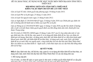 Nghị quyết 07/2017/NQ-HĐND mức thu chế độ thu nộp quản lý khai thác sử dụng ngùôn nước Huế