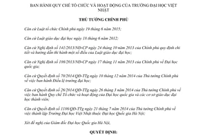 Quyết định 391/QĐ-TTg Quy chế Tổ chức hoạt động Trường Đại học Việt Nhật 2017