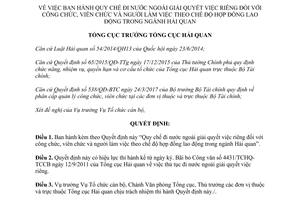 Quyết định 1085/QĐ-TCHQ Quy chế đi nước ngoài việc riêng công viên chức ngành hải quan 2017