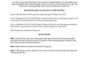 Quyết định 673/QĐ-BTNMT danh mục văn bản hết hiệu lực 2017