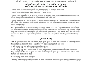 Nghị quyết 10/2017/NQ-HĐND chế độ thu nộp phí khai thác sử dụng tài liệu đất đai Huế 2017