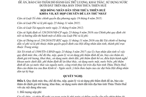 Nghị quyết 05/2017/NQ-HĐND mức thu nộp phí sử dụng nước dưới đất Thiên Huế