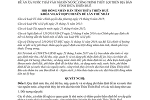 Nghị quyết 08/2017/NQ-HĐND Chế độ tài chính phí thẩm định đề án xả nước thải Huế 2017