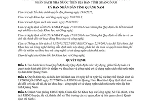 Quyết định 07/2017/QĐ-UBND định mức quyết toán phí nhiệm vụ khoa học công nghệ Quảng Nam