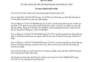 Quyết định 633/QĐ-UBND chỉ tiêu kế hoạch đào tạo Huế 2017 2018