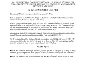 Quyết định 1002/QĐ-UBND 2017 quản lý hệ thống tiếp nhận giải quyết phản ánh kiến nghị Vĩnh Phúc