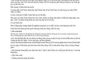 Công văn 904/BGDĐT-HTQT tuyển chọn học sinh tham gia dự tuyển học bổng ASEAN 2017