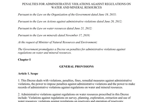 Decree 33/2017/ND-CP penalties administrative violations agaisnt regulations water mineral resources