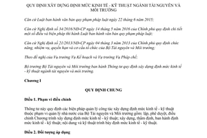 Thông tư 04/2017/TT-BTNMT xây dựng định mức kinh tế kỹ thuật ngành tài nguyên và môi trường