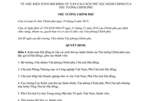 Quyết định 415/QĐ-TTg kiện toàn Hội đồng tư vấn cải cách thủ tục hành chính 2017