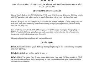 Quyết định 397/QĐ-CN-MTCN Hướng dẫn bảo vệ môi trường trong khu chăn nuôi tập trung 2017