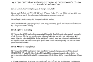 Nghị định 36/2017/NĐ-CP chức năng nhiệm vụ quyền hạn cơ cấu tổ chức Bộ Tài nguyên và Môi trường