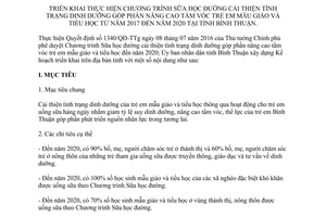 Kế hoạch 1202/KH-UBND Chương trình sữa học đường trẻ em mẫu giáo tiểu học 2017