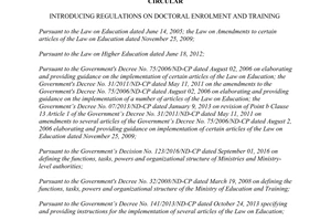 Circular 08/2017/TT-BGDDTdoctoral enrolment and training