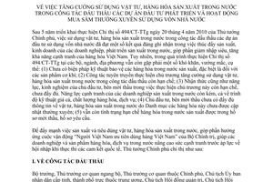 Chỉ thị 13/CT-TTg tăng cường sử dụng vật tư hàng hóa sản xuất trong nước công tác đấu thầu dự án 2017