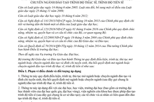 Thông tư 09/2017/TT-BGDĐT điều kiện mở đào tạo đình chỉ tuyển thu hồi mở đào tạo thạc sĩ tiến sĩ