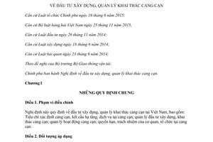 Nghị định 38/2017/NĐ-CP đầu tư xây dựng quản lý khai thác cảng cạn