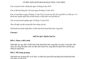 Nghị định 37/2017/NĐ-CP điều kiện kinh doanh khai thác cảng biển