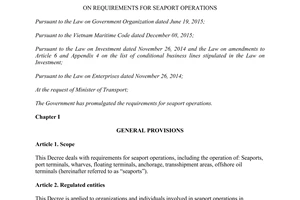 Decree 37/2017/ND-CP on requirements for seaport operations