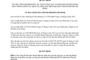 Quyết định 1524/QĐ-UBND 2017 dự toán vệ sinh mặt đường bằng máy dịch vụ công ích Hồ Chí Minh