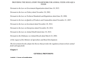 Decree No. 39/2017/ND-CP providing the regulatory framework for animal feeds and aqua feeds