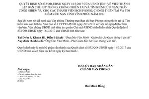 Quyết định 1014/QĐĐC-UBND 2017 đính chính Quyết định 832/QĐ-UBND chống thiên tai Vĩnh Phúc