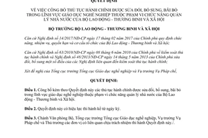 Quyết định 505/QĐ-LĐTBXH công bố thủ tục hành chính lĩnh vực giáo dục nghề nghiệp 2017