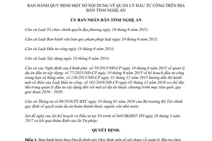 Quyết định 41/2017/QĐ-UBND quản lý đầu tư công Nghệ An 2017