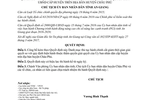 Quyết định 1067/QĐ-UBND Danh mục thủ tục hành chính cắt giảm thời gian giải quyết An Giang 2017