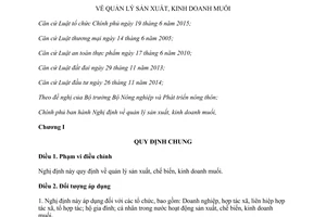 Nghị định 40/2017/NĐ-CP quản lý sản xuất kinh doanh muối