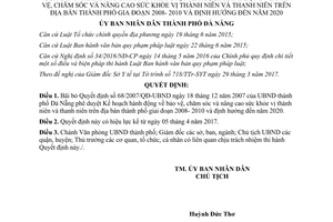 Quyết định 14/2017/QĐ-UBND bãi bỏ 68/2007/QĐ-UBND chăm sóc sức khỏe giới trẻ Đà Nẵng