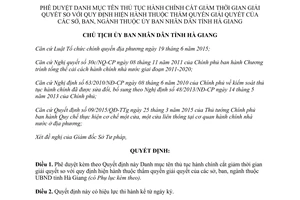 Quyết định 562/QĐ-UBND 2017 tên thủ tục hành chính cắt giảm thời gian so với quy định Hà Giang