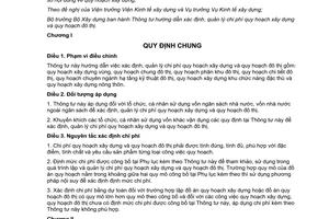 Thông tư 05/2017/TT-BXD xác định quản lý chi phí quy hoạch xây dựng đô thị