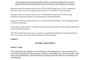 Circular 05/2017/TT-BXD guidelines management costs associated construction urban planning