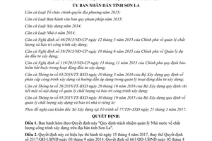 Quyết định 11/2017/QĐ-UBND quản lý Nhà nước chất lượng công trình xây dựng Sơn La