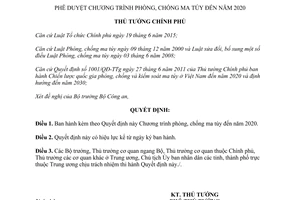 Quyết định 424/QĐ-TTg Chương trình phòng chống ma túy đến 2020 2017