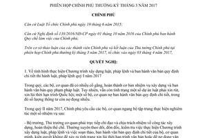 Nghị quyết 34/NQ-CP phiên họp Chính phủ thường kỳ tháng 3 2017