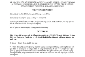 Quyết định 437/QĐ-TTg sửa đổi 1673/QĐ-TTg thành lập Hội đồng đánh giá trữ lượng khoáng sản 2017