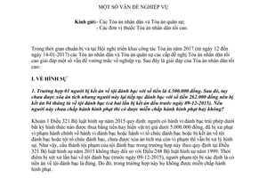 Văn bản 01/2017/GĐ-TANDTC giải đáp vấn đề nghiệp vụ