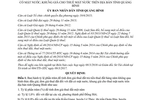 Quyết định 06/2017/QĐ-UBND tính đơn giá thuê đất trả tiền thuê đất Quảng Bình 2017