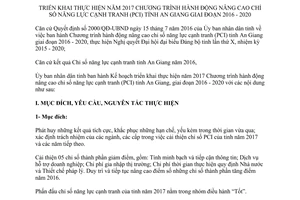 Kế hoạch 192/KH-UBND nâng cao chỉ số năng lực cạnh tranh PCI An Giang 2016 2020 2017