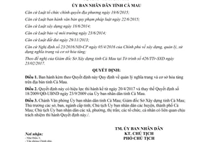 Quyết định 08/2017/QĐ-UBND quản lý nghĩa trang cơ sở hỏa táng Cà Mau