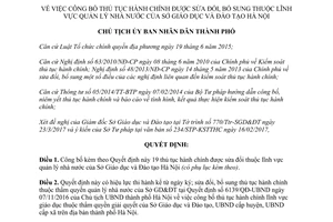 Quyết định 2173/QĐ-UBND sửa đổi thủ tục hành chính Sở Giáo dục và Đào tạo Hà Nội 2017