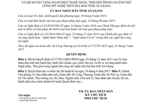 Quyết định 14/2017/QĐ-UBND bãi bỏ 57/2011/QĐ-UBND danh hiệu thủ công mỹ nghệ An Giang